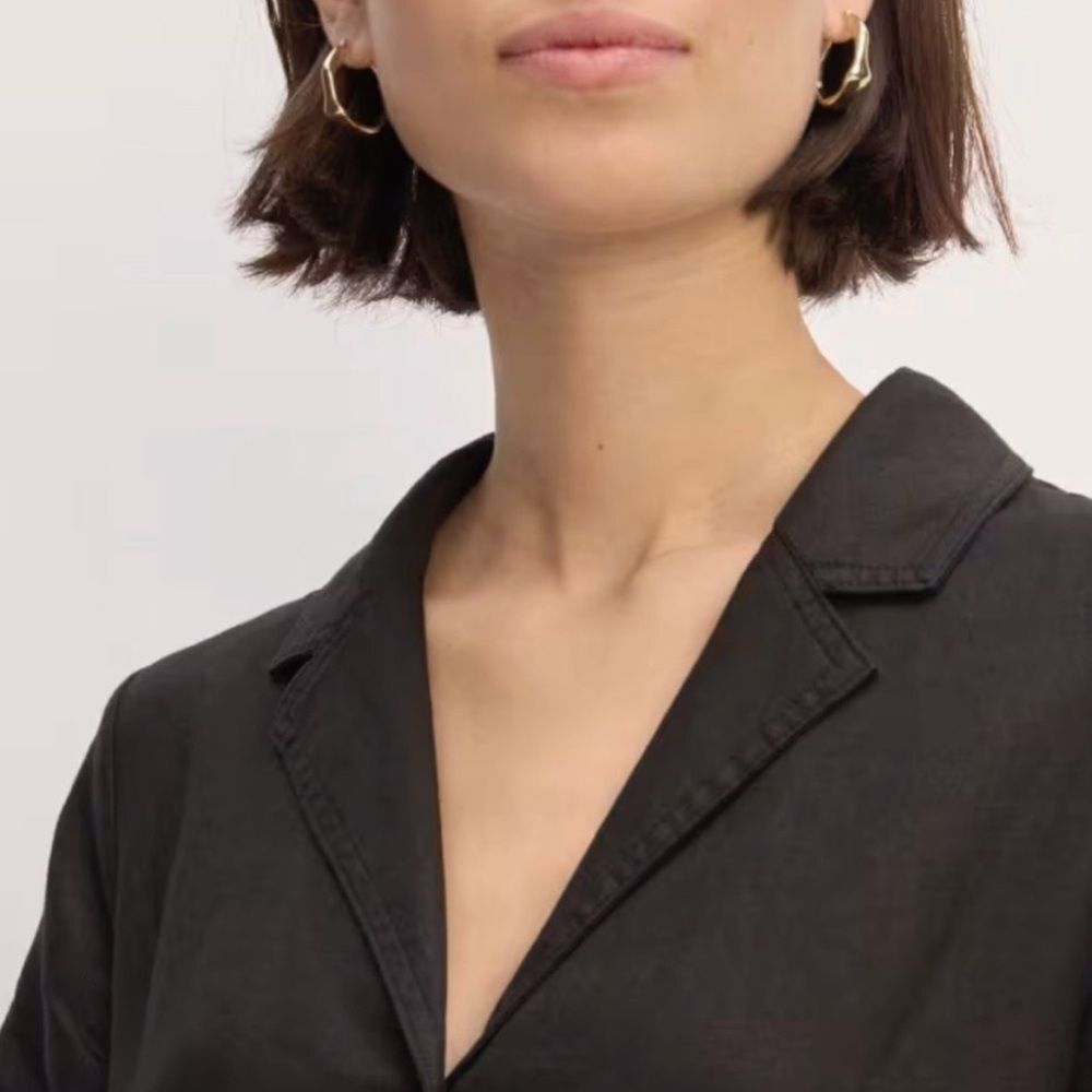 * NEW Everlane Linen Workwear Dress Black Small Minimalist - Picture 3 of 6